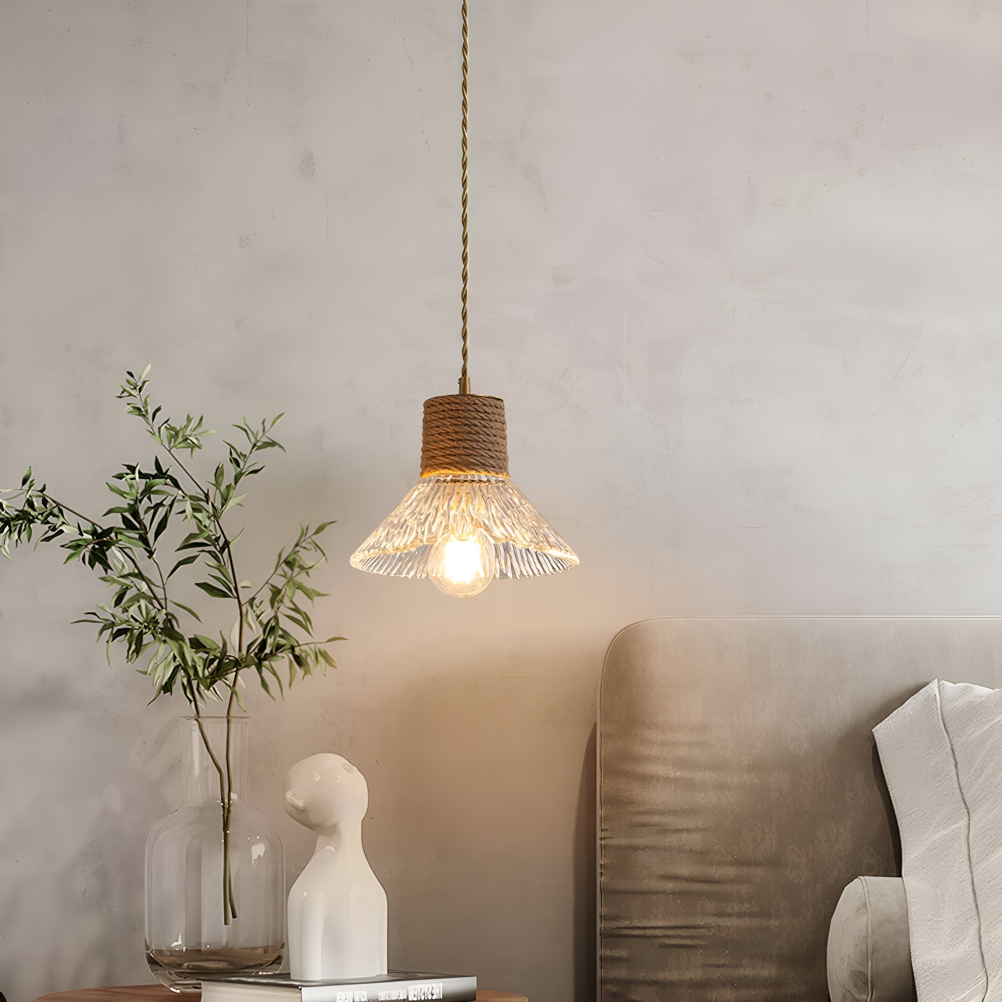 Nordic Hemp Rope Glass Pendant Light T2162