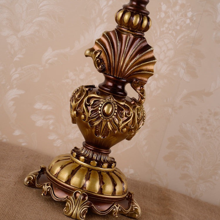 Pastoral Flower Lampshade Carved Table Lamp M497