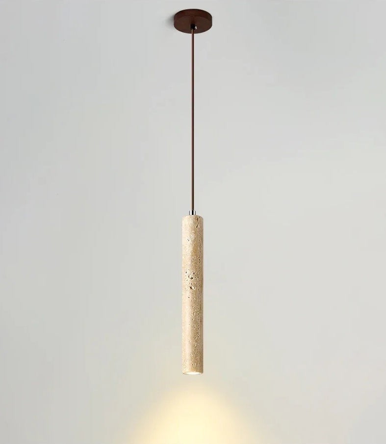 Japanese Wabi Sabi Yellow Travertine Cylinder 1-Light Pendant Light G33