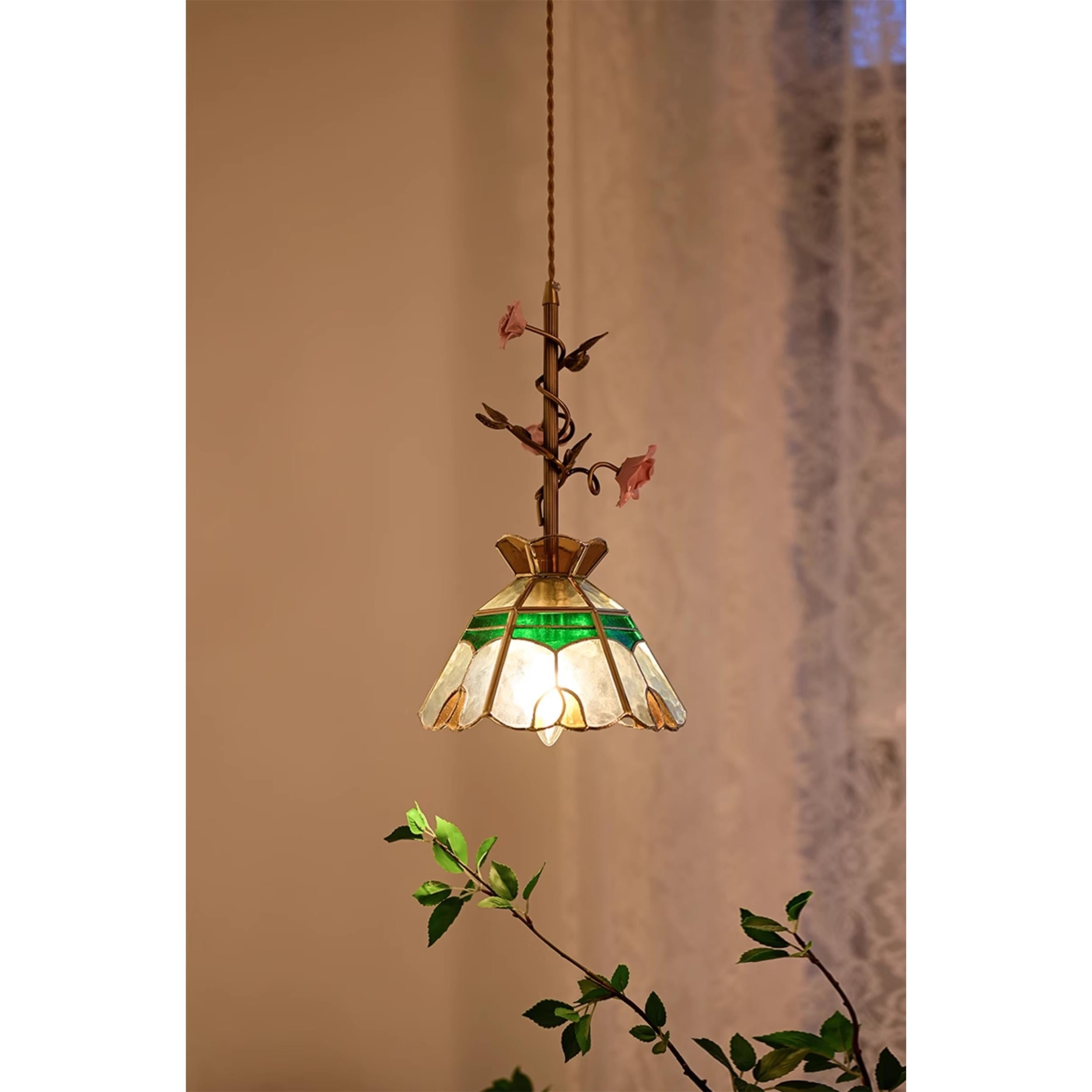 Lalique Rose Glass Pendant Lamp T1898