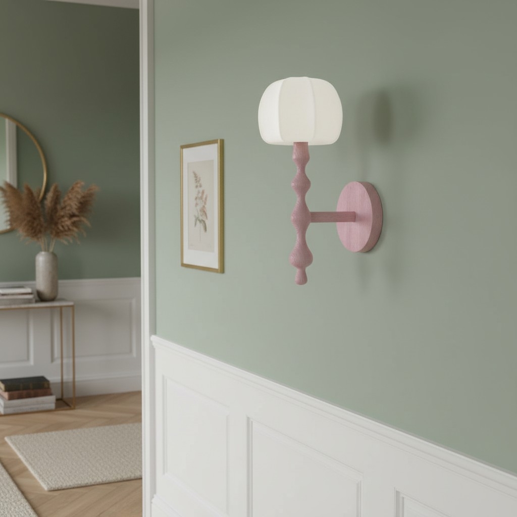Savara Modern Curved Base Wall Light - Soft Diffused Fabric Shade for Hallways and Living Rooms T723