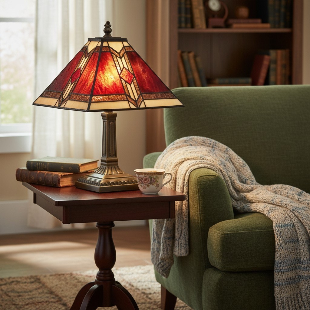 TiffStar Stained Glass Table Lamp - Vintage Style Stained Glass Suitable for Bedrooms and Living Rooms T1039