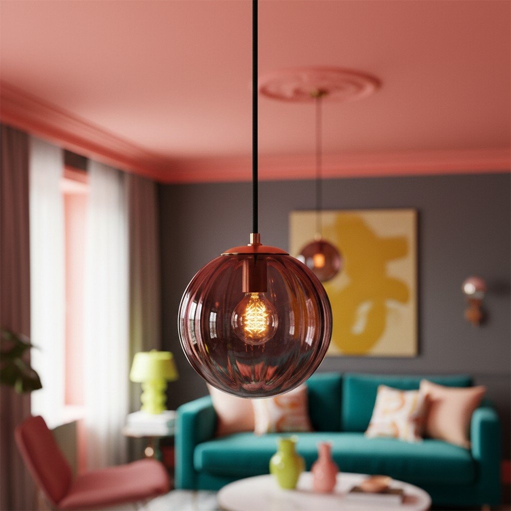 Lunorie Iron Metal Glass Globe Pendant Light - Sculpted Adjustable Pendant for Dining Spaces T570