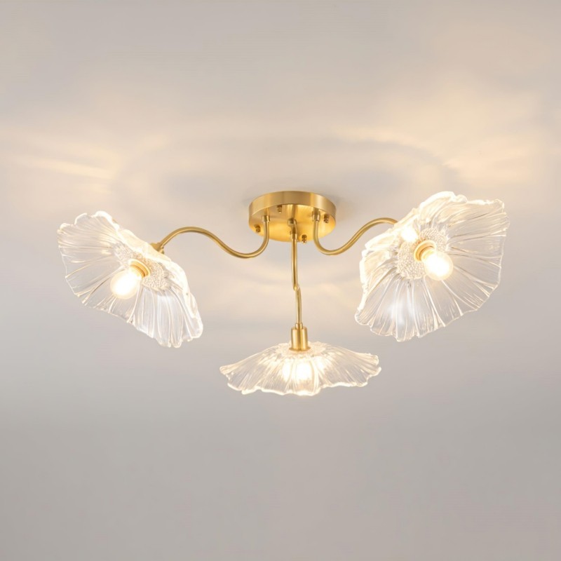 Lotus Leaf Glass Ceiling Lamp for Living Room