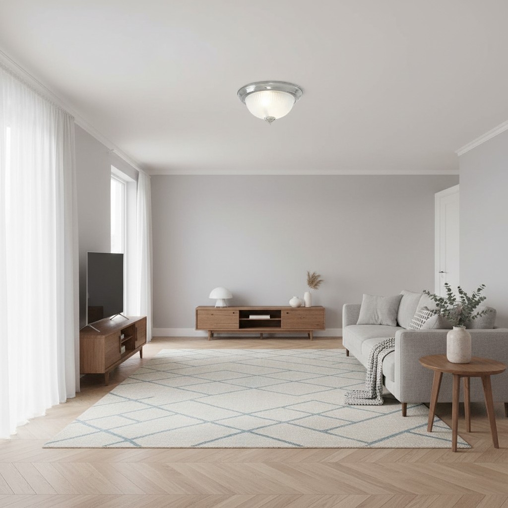 TF Vintora Modern Flush Ceiling Light - Ribbed Glass and Metal Trim for Kitchens or Hallways T1044