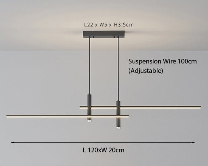 Modern Minimalist Sleek Metal Rod Chandelier M34