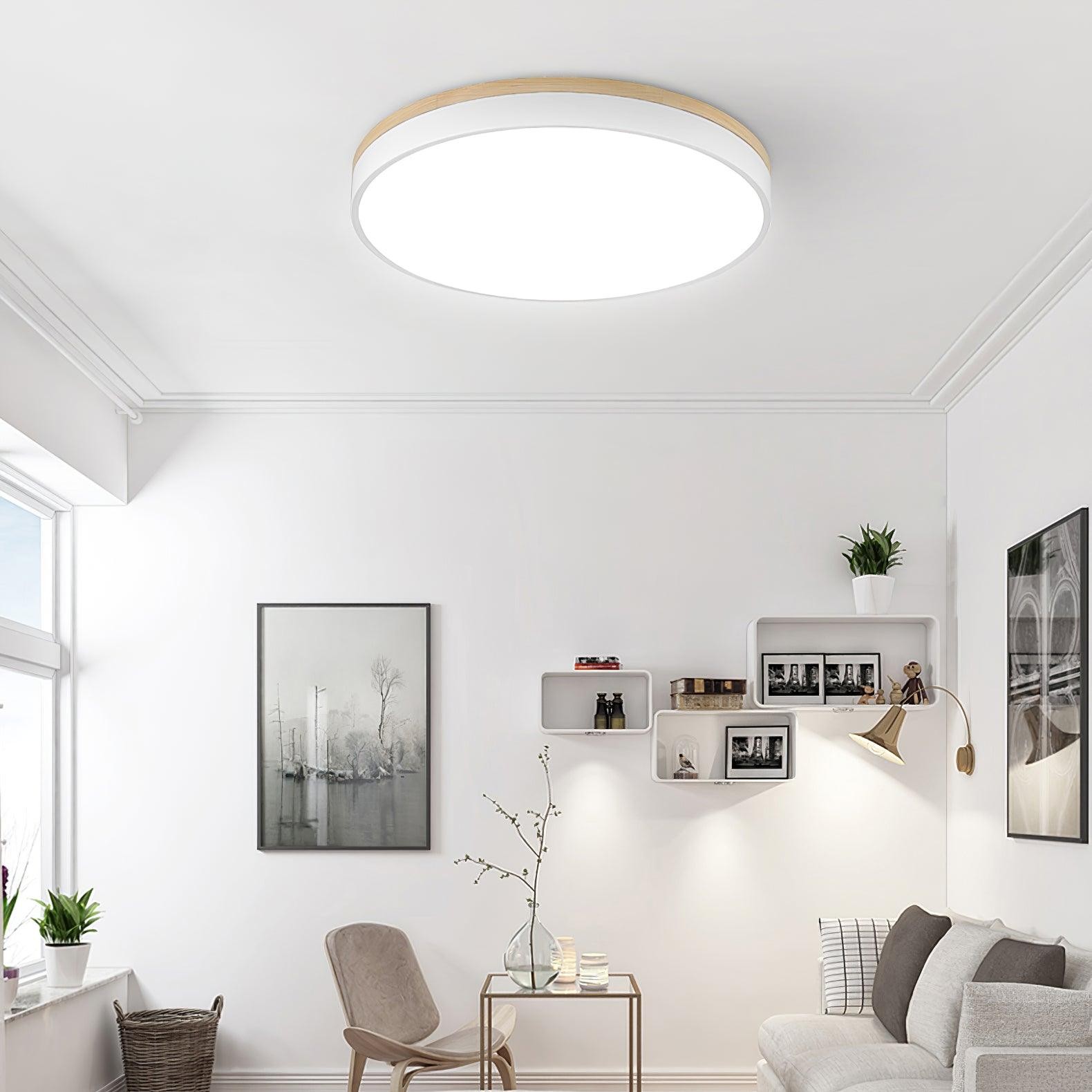 White Round Wooden Ceiling Lamp M197