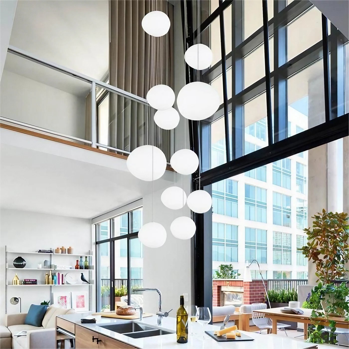 Pebble Orb Deco Milk Glass Pendant Light S161