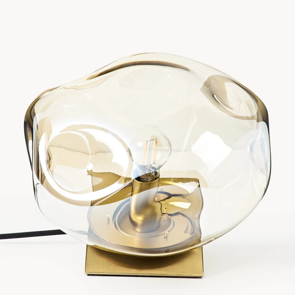 Glissora Glass Table Lamp - Soft Sculptural Glass Form for Living Room or Bedroom T805