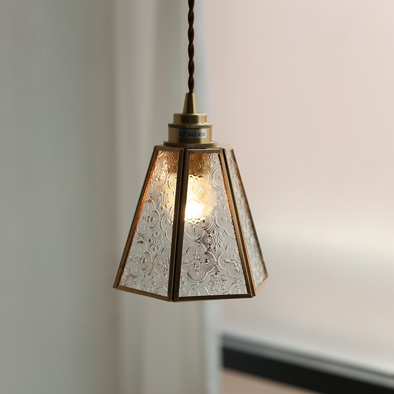 Japanese Vintage Begonia Glass Pendant Light