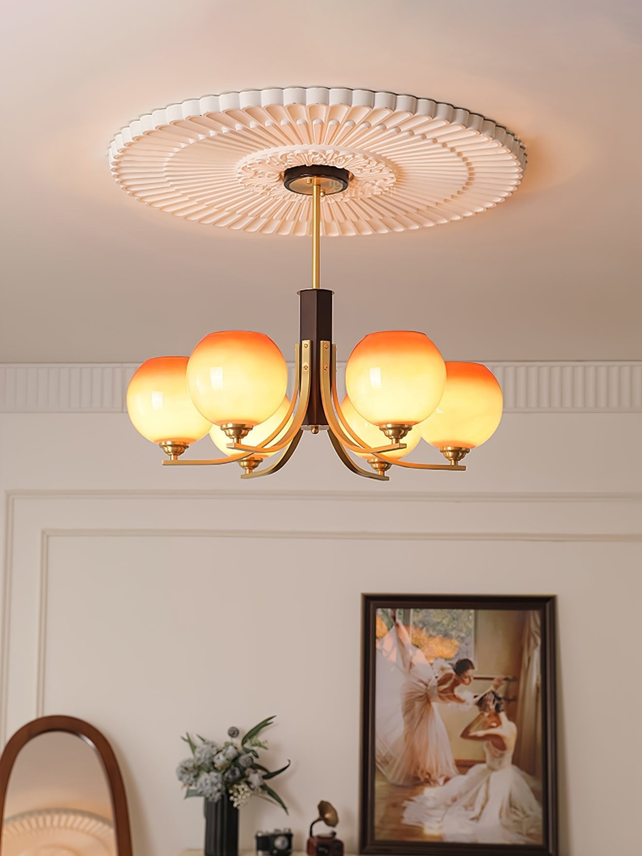 Vintage Caramel Globe Chandelier M398