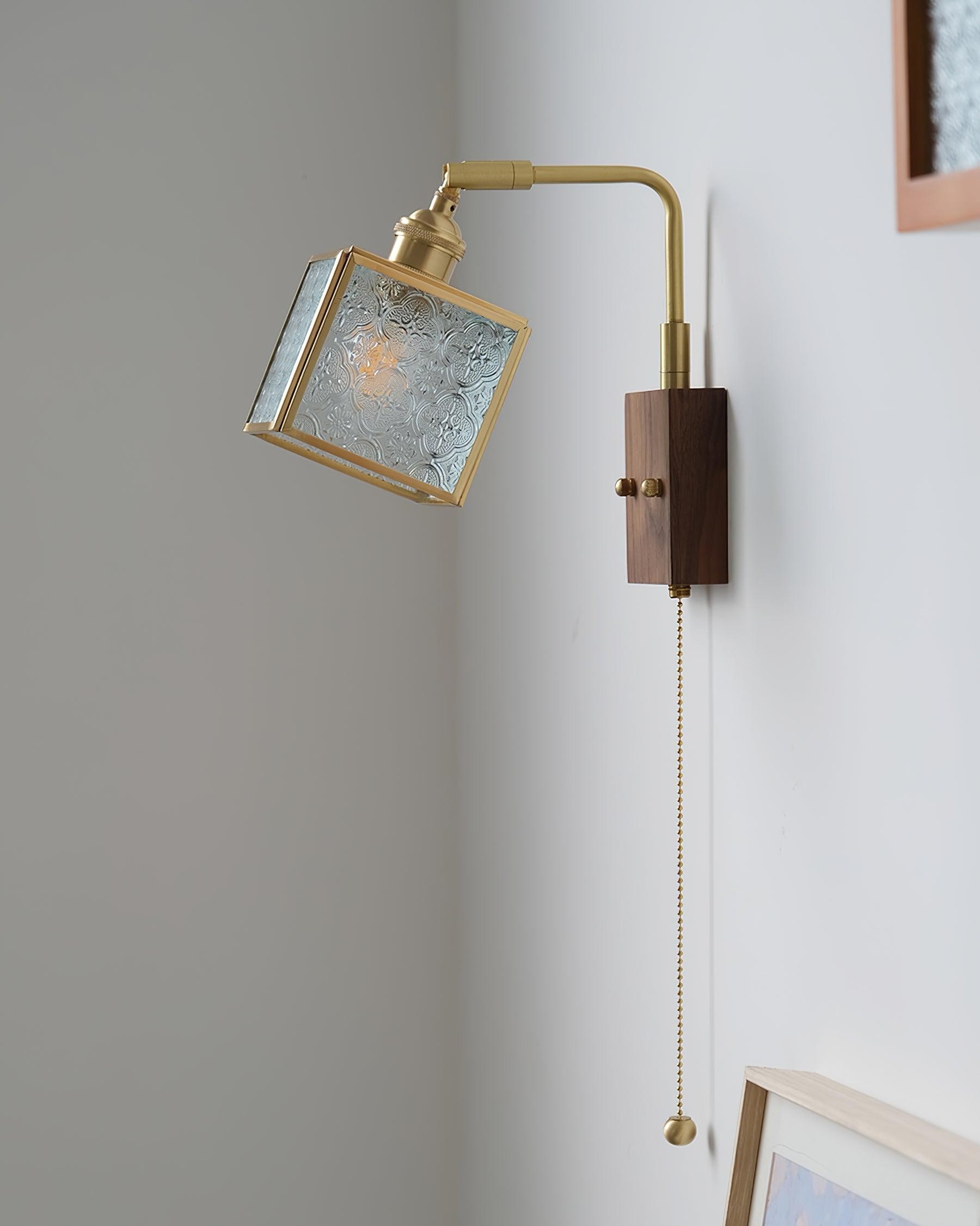Square Glass Adjustable Wooden Wall Lamp M247