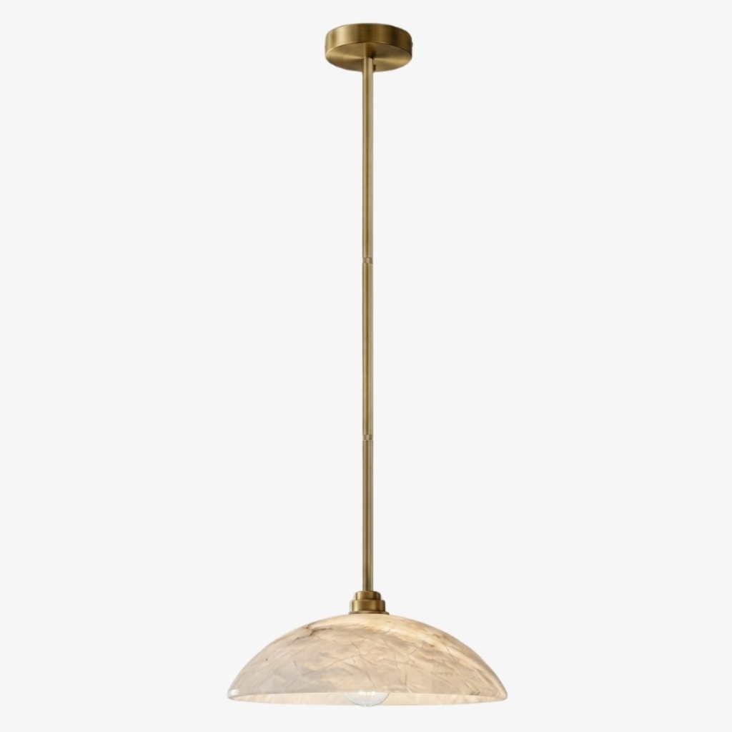 Alariv Elegant  Alabaster Dome Pendant Light - Modern Stone Lighting for Dining or Living T1160