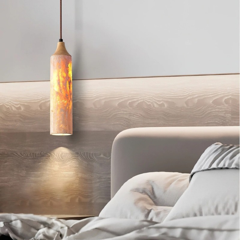 Modern Wabi-Sabi Travertine Pendant Lamp for Minimalist Spaces S271