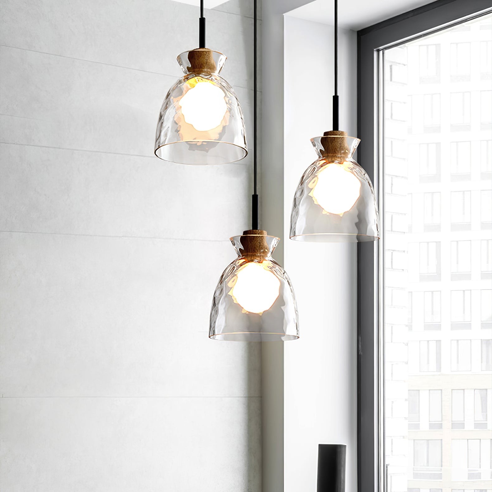 Modern Water Ripple Transparent Glass Pendant Lamp M16