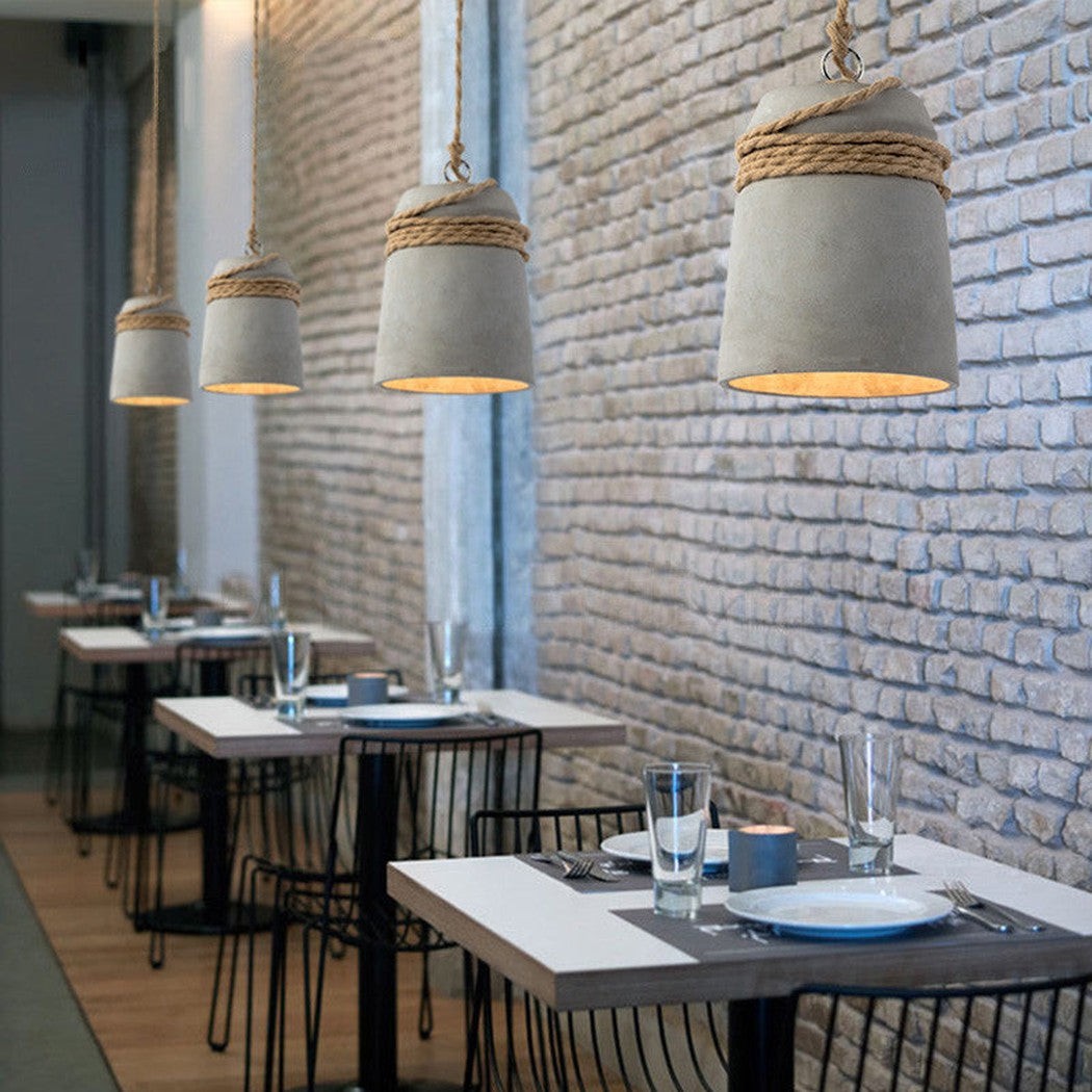 Nordic Cement Hemp Rope Pendant Lamp G74