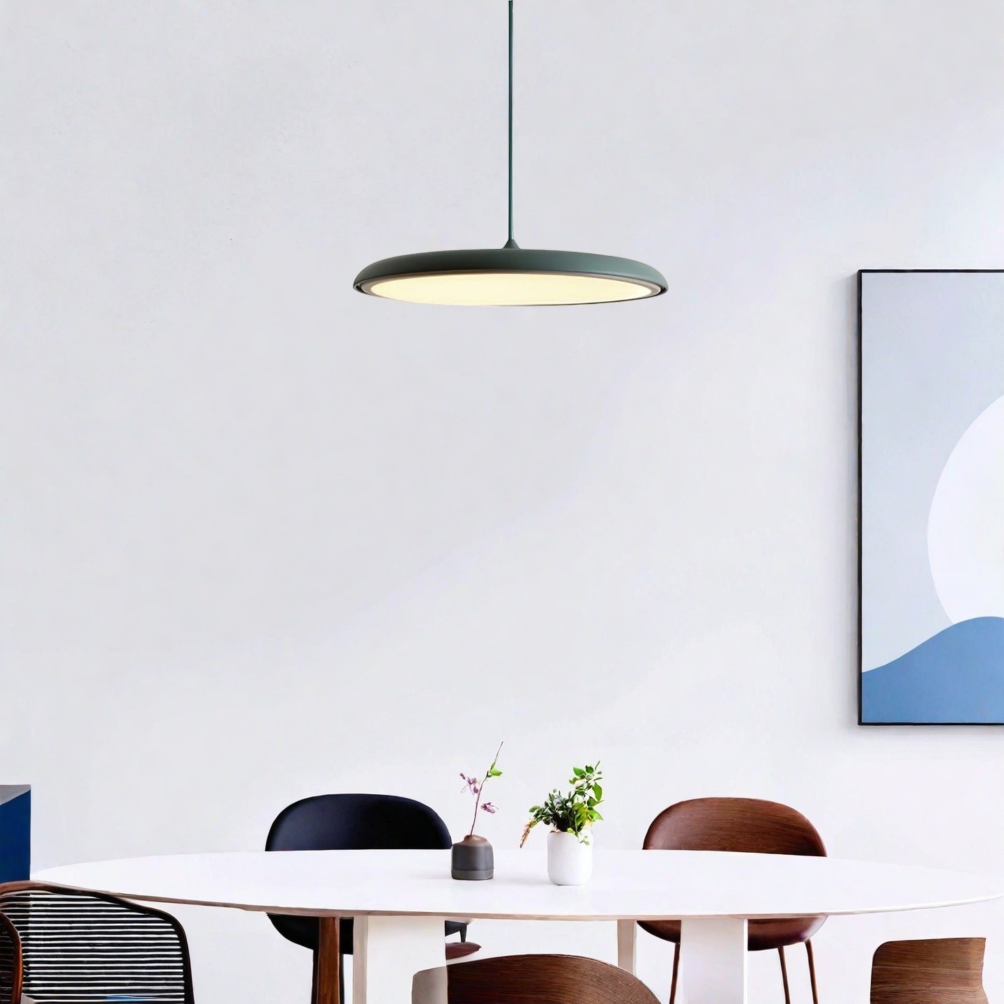 Modern Metal Saucer Pendant Light – Slim Design with LED Lighting M45