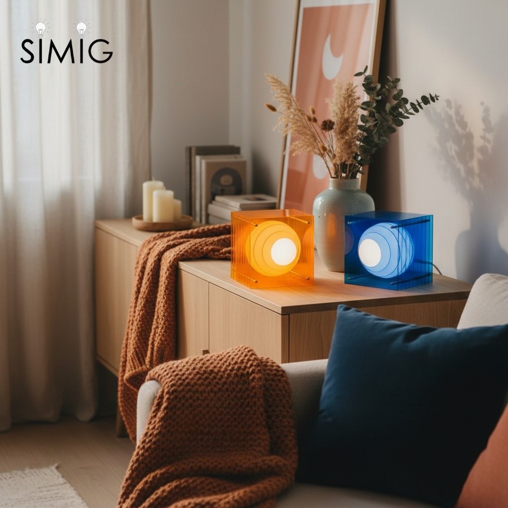 Geometric Moon Cube Lamp – Atmospheric luminous sphere S252