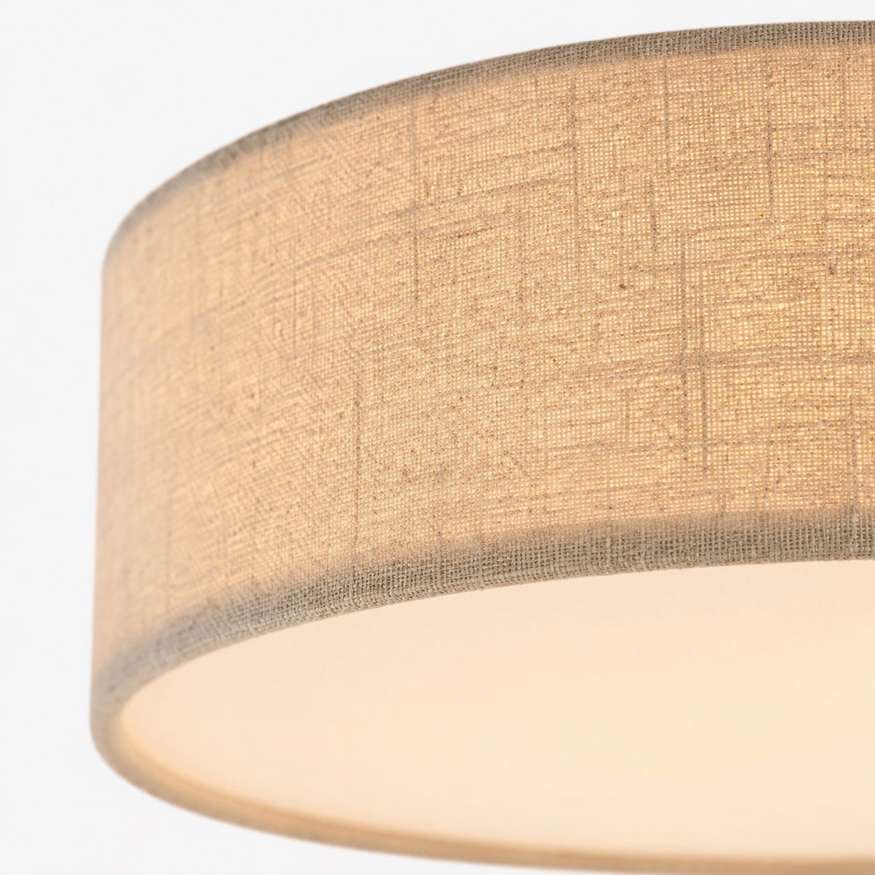 Dumora Linen Drum Ceiling Light – Modern Flush Mount Design T001