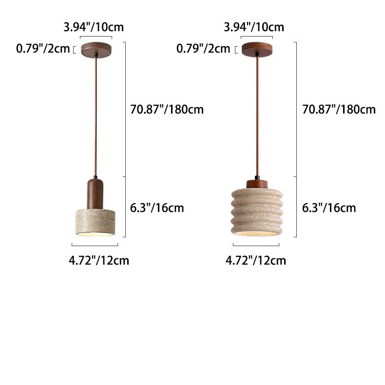 Traditional Retro Cylindrical Solid Wood Pendant Lamp M07