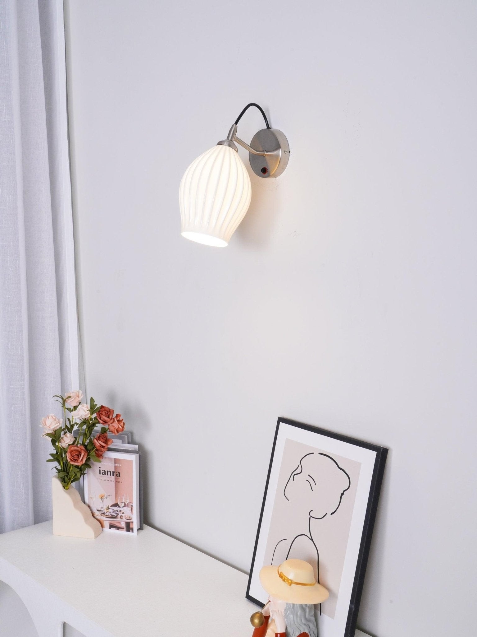 Cream Style Ceramic Ribbed Wall lamp M564