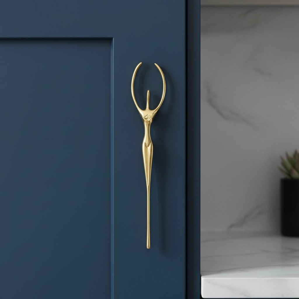 Verlitho Sculptural Metal Handle – Contemporary Drawer Pull Decor T1188