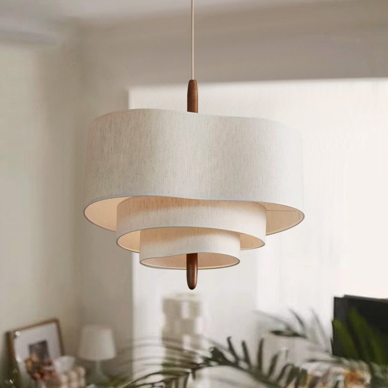 Lustrous Fabric Pendant - Nordic Retro Ceiling Light for Living Room M46