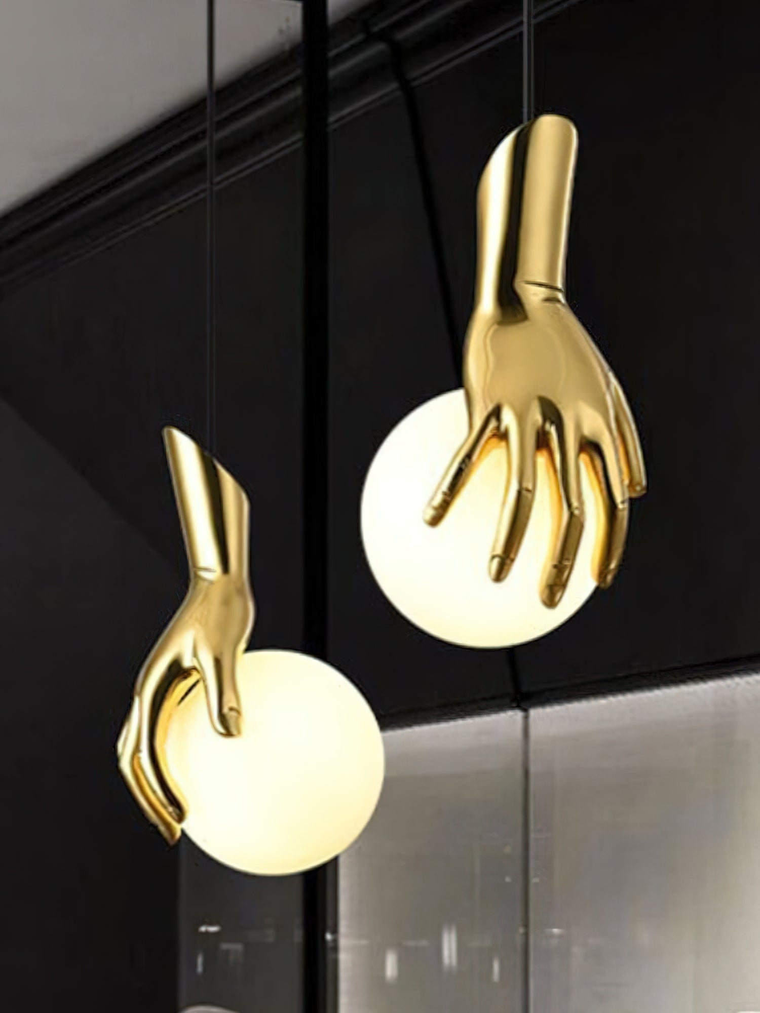 Hand Holding Globe Pendant Light T1675