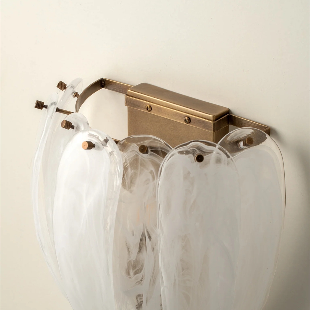 Velora Curved Alabaster Style Glass Wall Lamp - Elegant Sconce for Entryway T1186