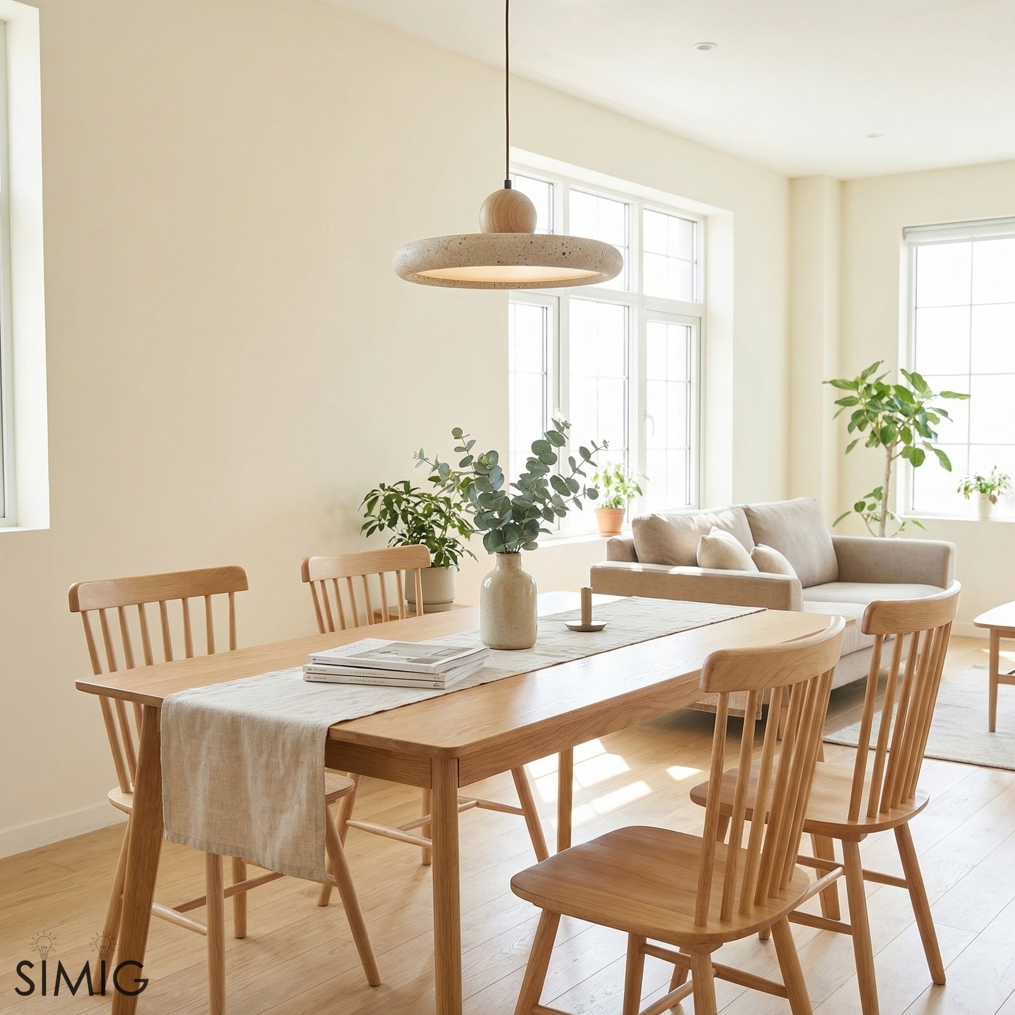 Natural Stone Disc Pendant Light  -  Wooden for Island Ambient Lighting M139