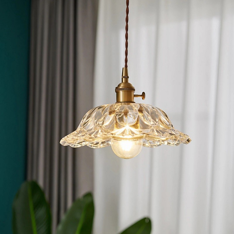Nordic Vintage Flower Glass Pendant Light S67