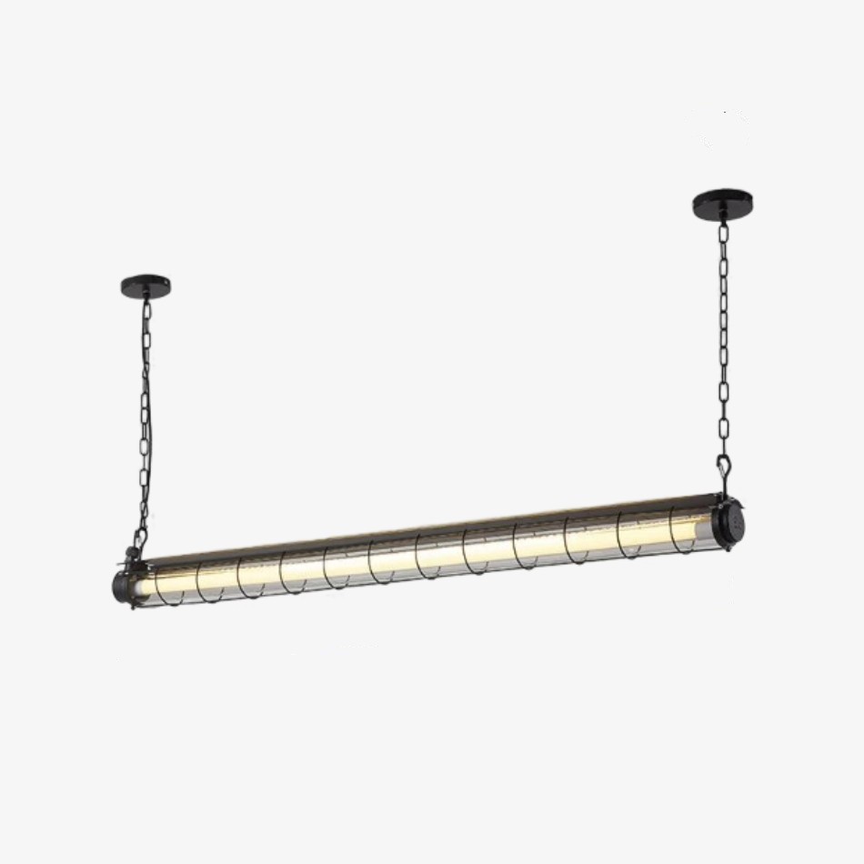 Glass Linearity Chandelier Artisan Clear Cast Iron Metal Sleek Sparkling T020
