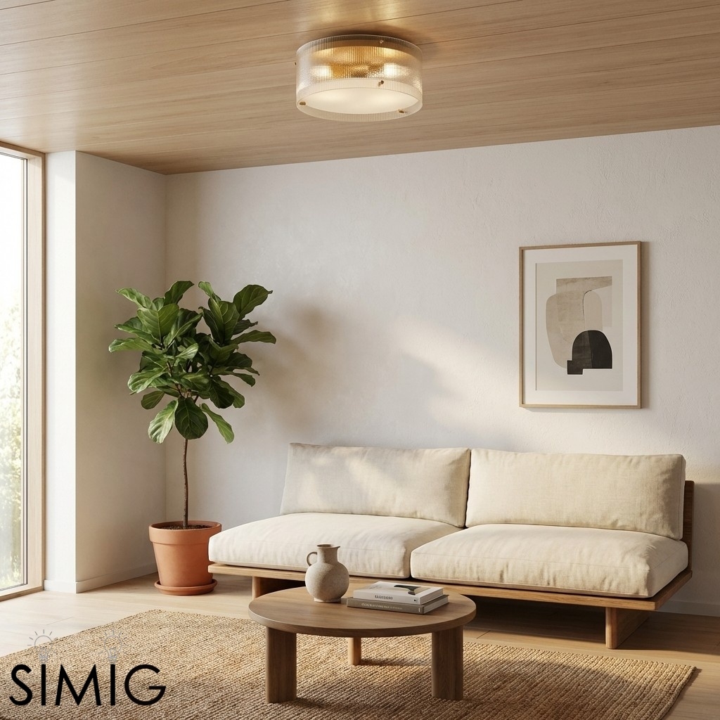 Glimmerove Fluted Glass Flush Mount Light - Modern Ceiling Fixture  T1101