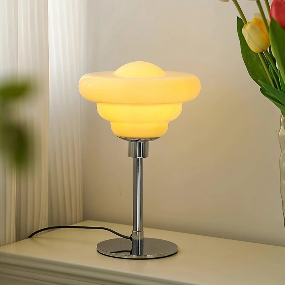 Modern Table Lamp Featuring Textured Glass Shade S247
