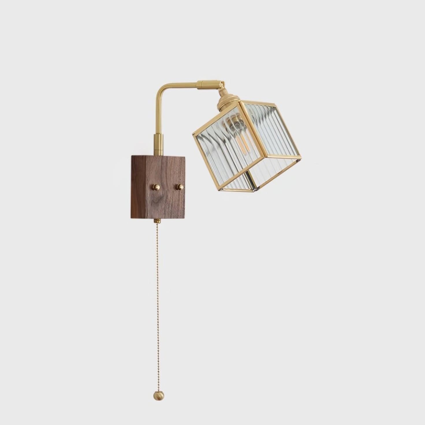 Square Glass Adjustable Wooden Wall Lamp M247
