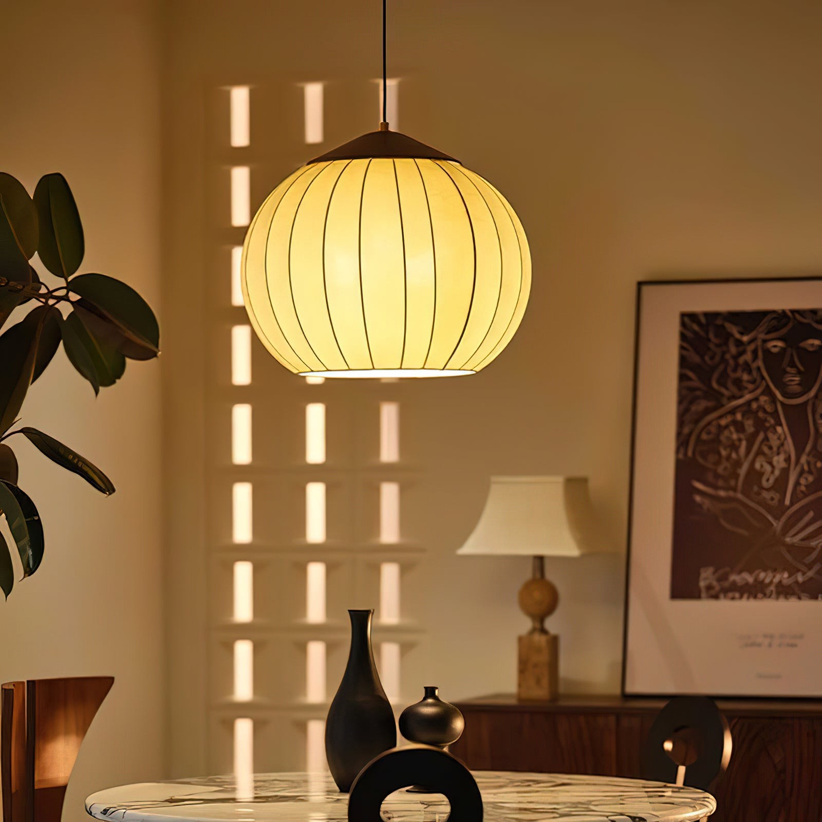 Japanese Style Fabric Lantern Pendant Lamp M547
