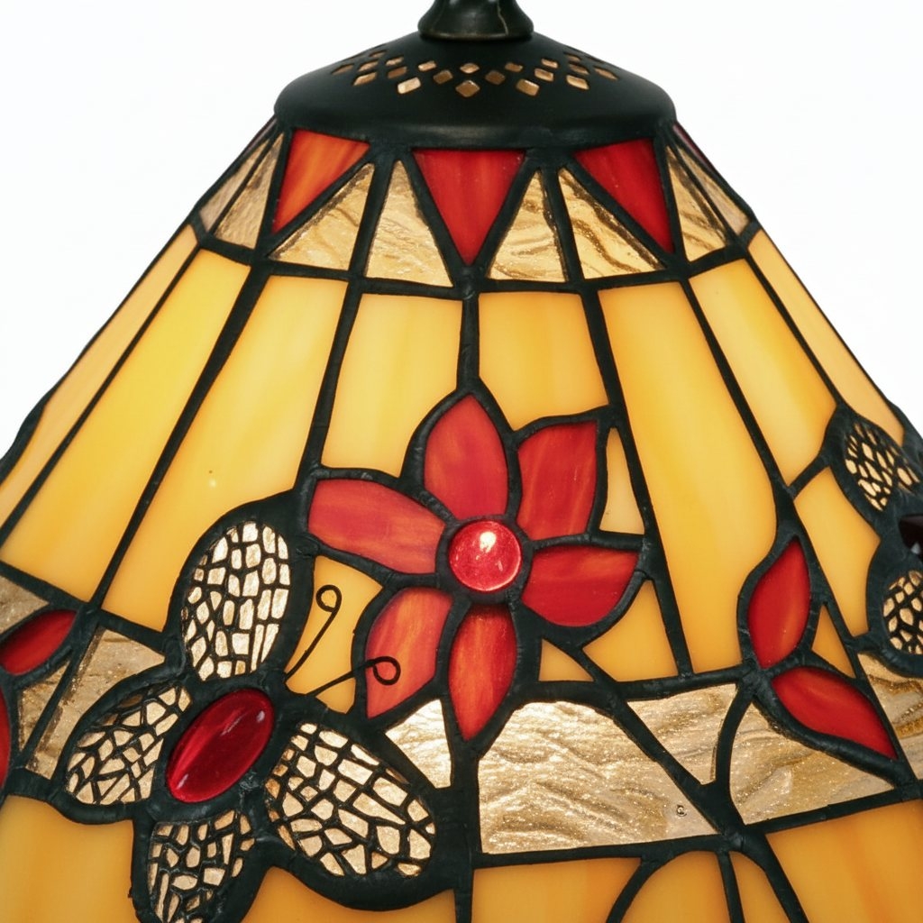 TF Butterfly Table Lamp - Hand-Cut Stained Glass Shade Table Light for Living Room and Bedroom T856