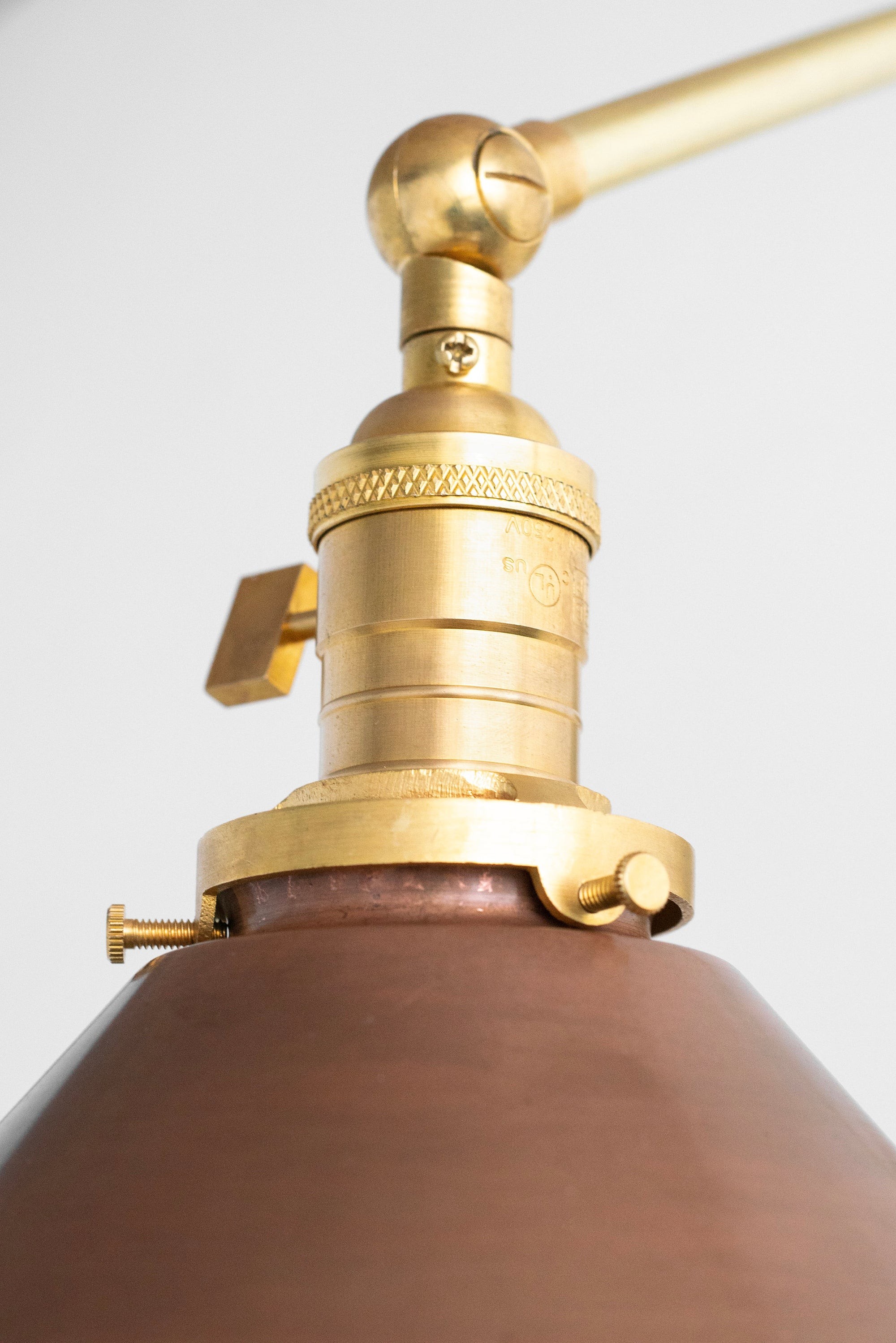 Conique Metal Industrial Wall Sconce with Adjustable Arm - Vintage Copper Cone Shade for Task Lighting T390