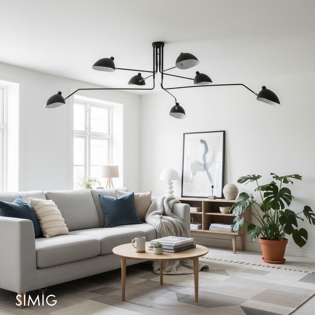 Arclume Arc Ceiling Lamp - Mid Century Multi Arm Light for Living Room