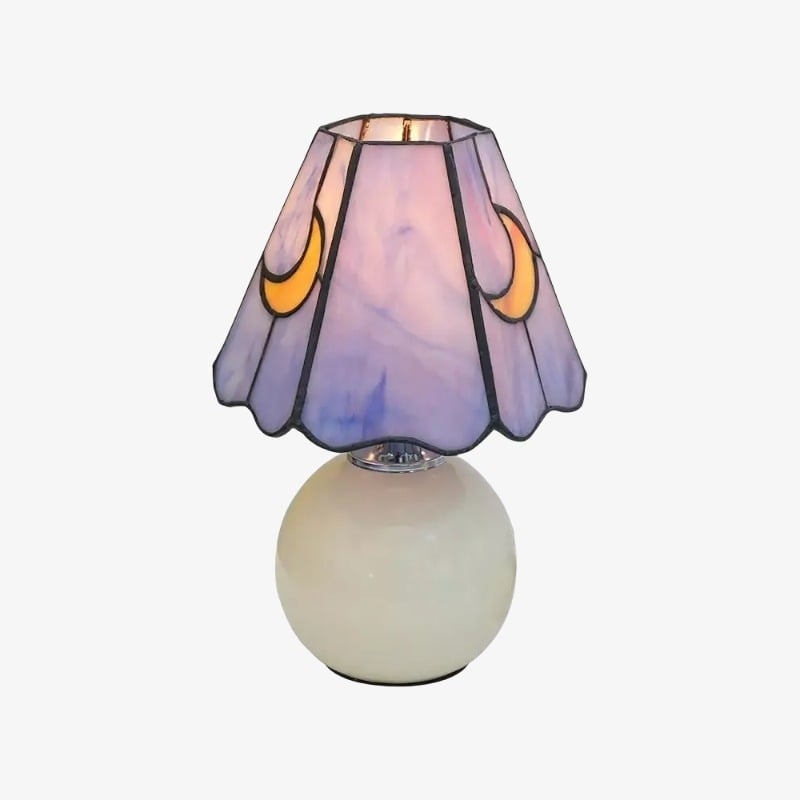 Stellum Tiffany Mushroom Moon Stained Glass Lamp – Artistic Accent Light for Living Rooms T552