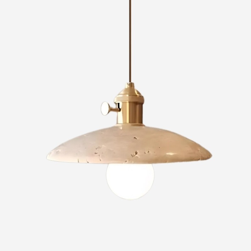Modern Travertine Pendant Lamp – Antique Copper Fixture S279