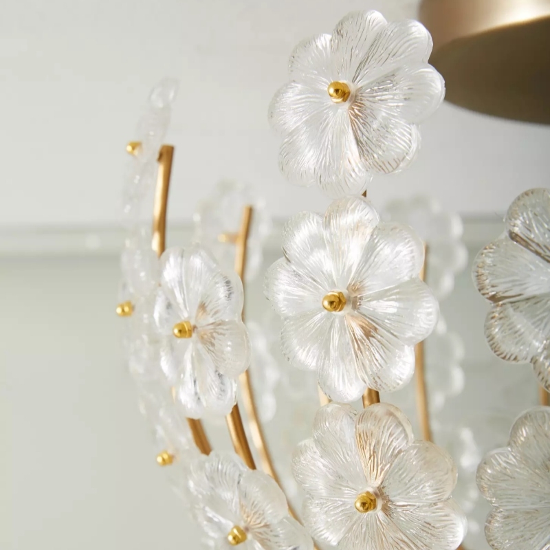 Petala Artistic Metal Semi Flush Ceiling Lamp - Statement Glass Fixture for Home Interiors T712