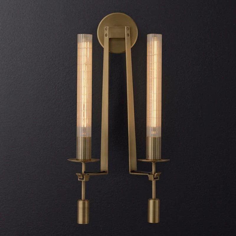 Ribbed Glass Wall Lamp with Slim Metal Base – Classic Meets Modern S229