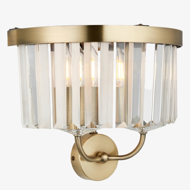 Beveline Faceted Clear Cut Glass Wall Light - Classic Metal Sconce for Hallway and Living Room T886