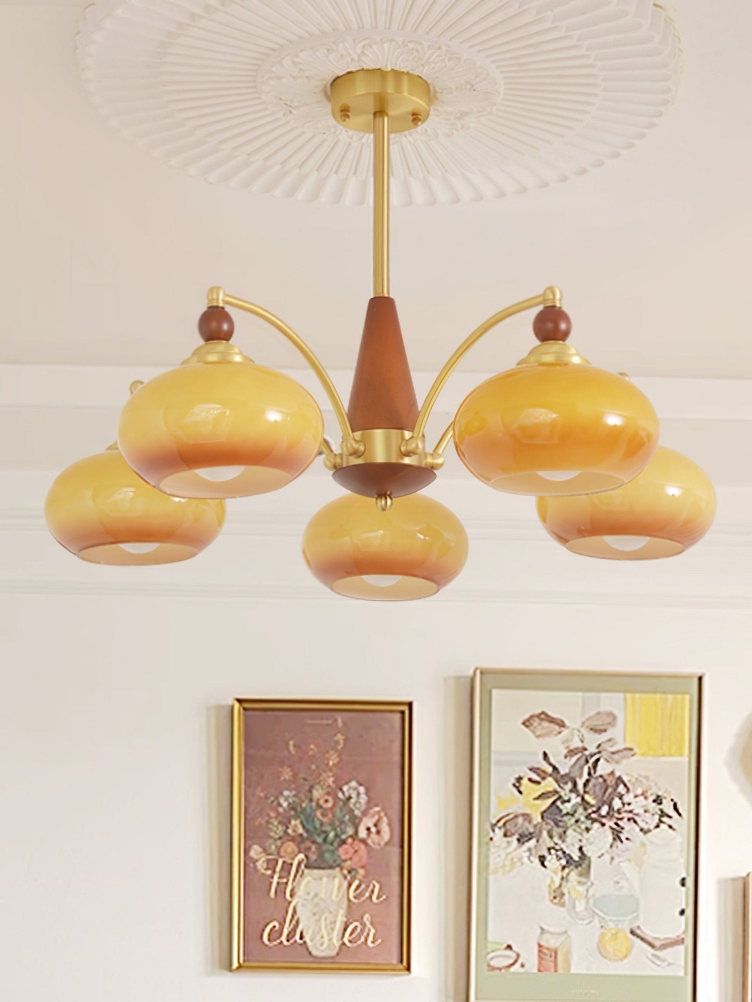 Vintage Multihead Persimmon Chandelier M325