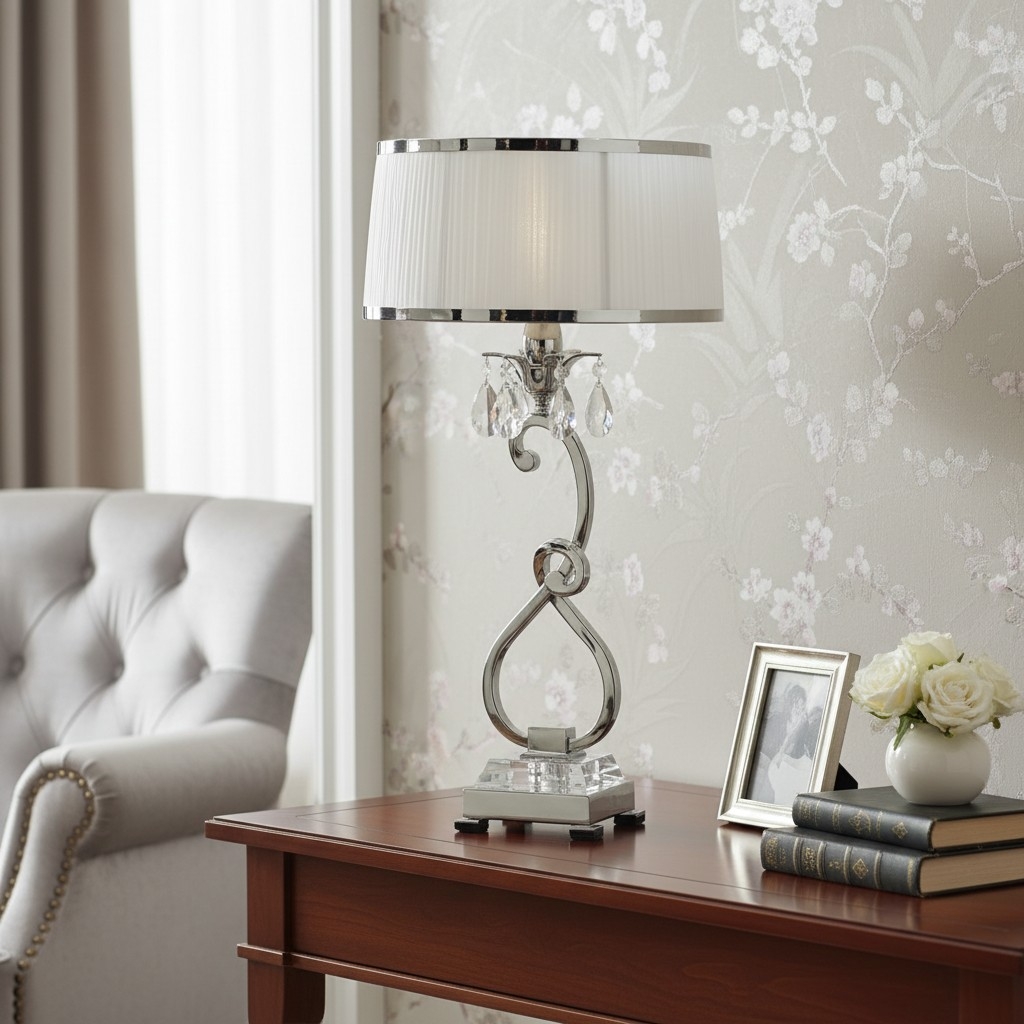 Talonis Decorative Crystal Table Lamp - Curved Metal Style for Home Interiors T951