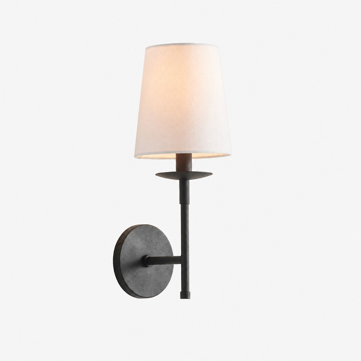 Rowan Iron Wall Sconce - Bronze or Brass with White Linen Shade T053
