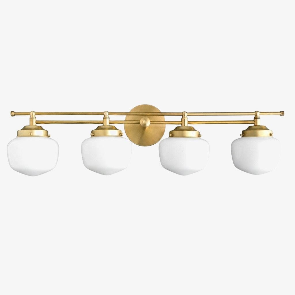 Opalume Glass Art Deco Vanity Light - Bathroom Wall Sconce with White Glass Shades T306