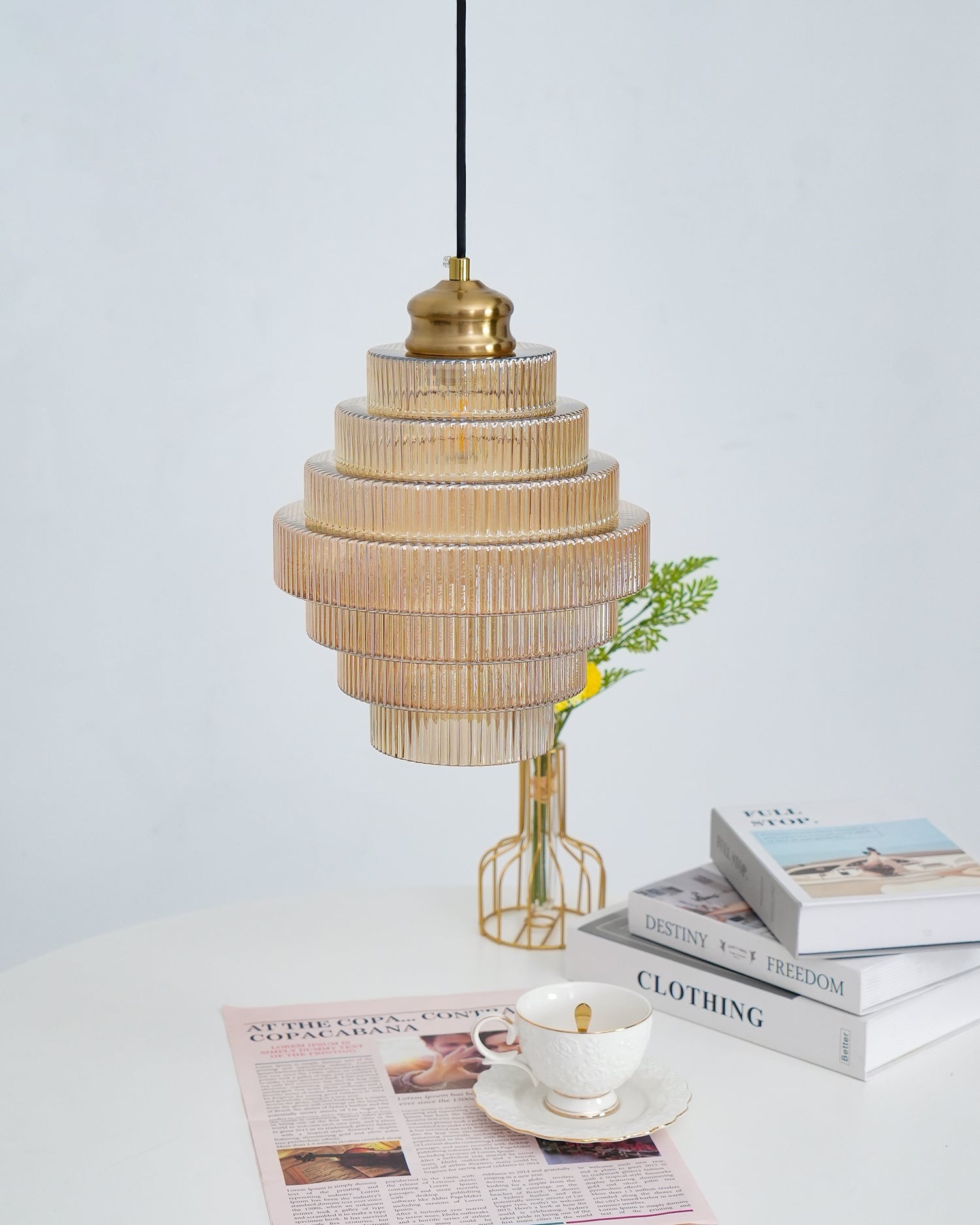 Modern Creative Pleated Design Glass Pendant Lamp M48