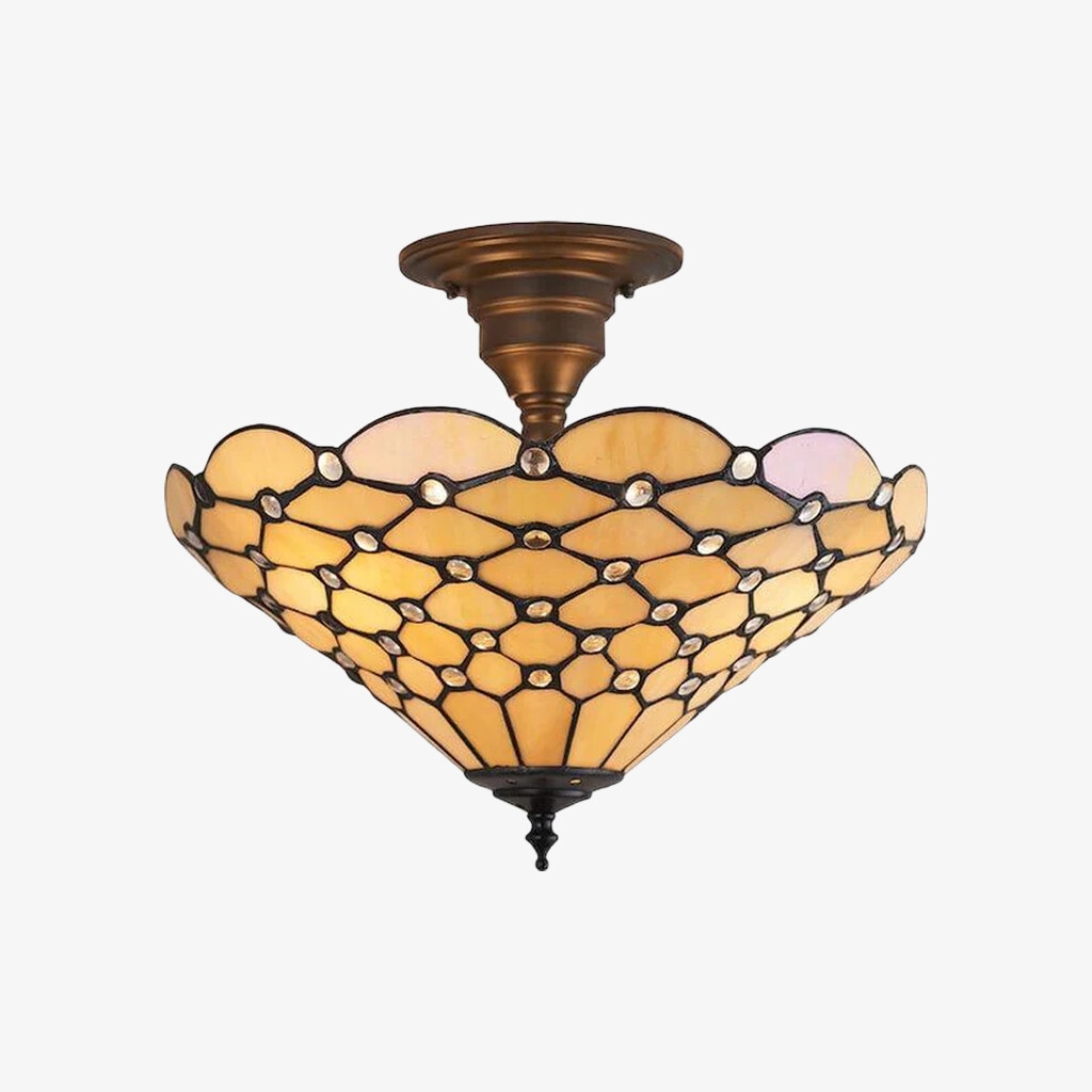 TF Pearl Handcrafted Tiffany Ceiling Light - Art Deco Stained Glass Light for Hallway or Living Room T997